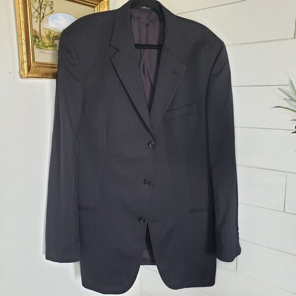 Hugo Boss Einstein Sigma Pinstripe Black Virgin Wool Blazer 40L - Picture 1 of 5